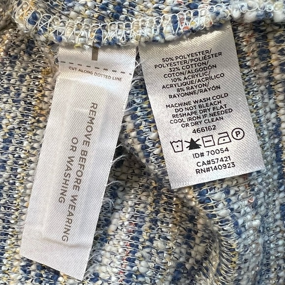 Loft Tweed Mini Skirt Pockets Textured Blue White Career Casual Size XS - Picture 8 of 8